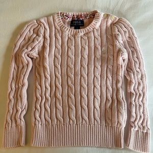 Ralph Lauren Girls Pale Pink Cable Knit Sweater, size 5.